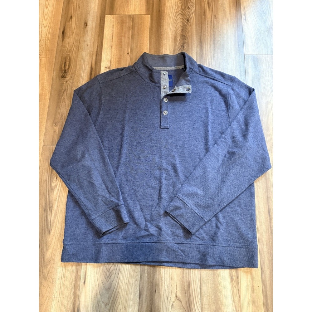 Tommy Bahama Cotton Blend Pullover Sweater Gray Mens XXL Long Sleeve Button